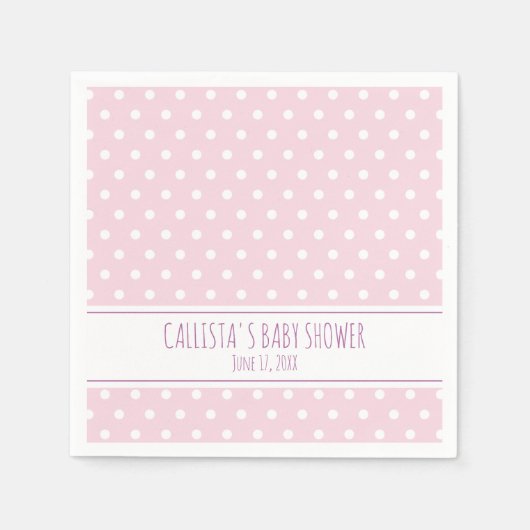 Gepersonaliseerde roze Polka Dot Baby shower Servet (Voorkant)