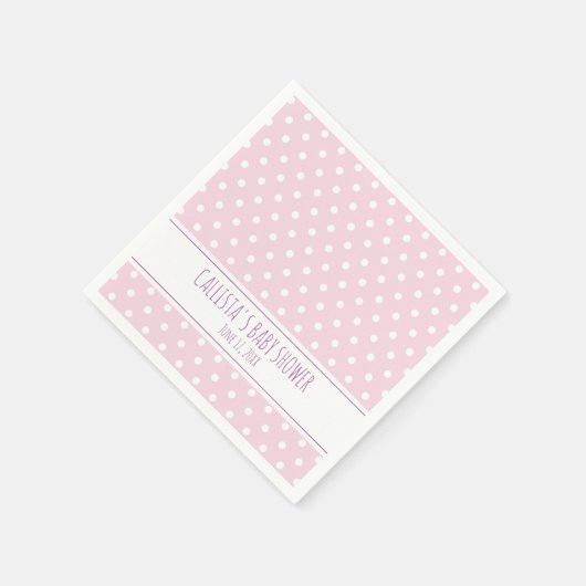 Gepersonaliseerde roze Polka Dot Baby shower Servet (Hoek)