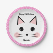 Gepersonaliseerde roze pols t Kitty Cat Papieren Bordje (Voorkant)