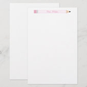 Gepersonaliseerde Roze Potlood Leraar Custom Briefpapier (Voorkant / Achterkant)