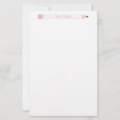 Gepersonaliseerde Roze Potlood Leraar Custom Briefpapier (Voorkant)