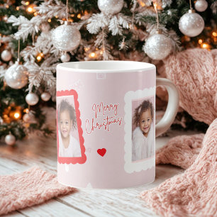 Gepersonaliseerde Roze Prettig Kerstmis Foto Fa Koffiemok