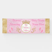 Gepersonaliseerde roze prinses Baby shower banner (Horizontaal)