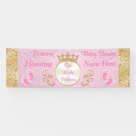Gepersonaliseerde roze prinses Baby shower banner