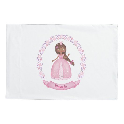 Gepersonaliseerde roze prinses Girl Pillowcase Kussensloop (Achterkant)