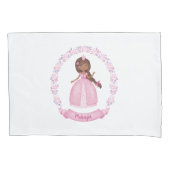 Gepersonaliseerde roze prinses Girl Pillowcase Kussensloop (Voorkant)