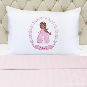 Gepersonaliseerde roze prinses Girl Pillowcase Kussensloop