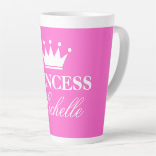 Gepersonaliseerde roze prinses mok met kroon logo