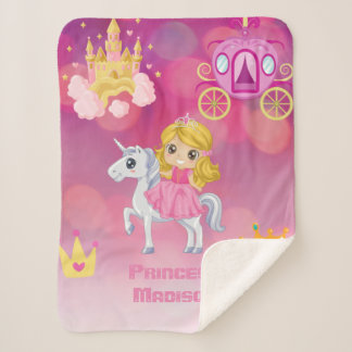 Gepersonaliseerde roze prinses sherpa deken