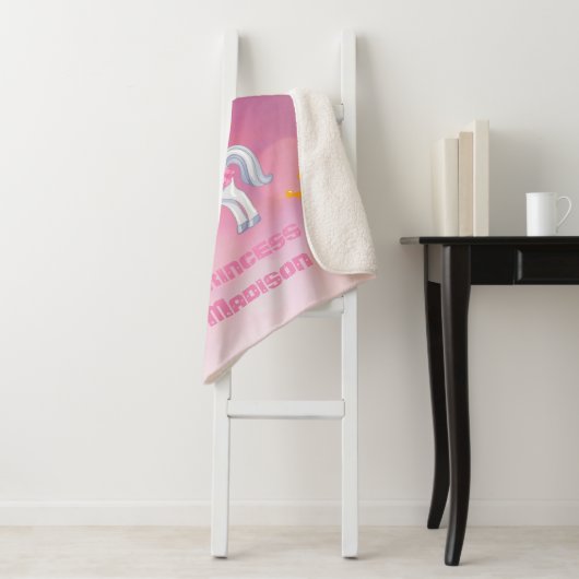 Gepersonaliseerde roze prinses sherpa deken (In situ)