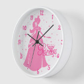 Gepersonaliseerde roze prinses wandklok (Hoek)