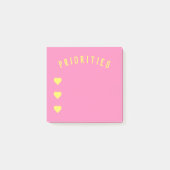 Gepersonaliseerde Roze Prioriteiten Post-Its Post-it® Notes (Voorkant)