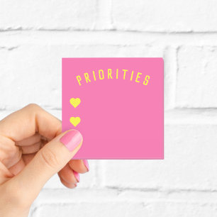 Gepersonaliseerde Roze Prioriteiten Post-Its Post-it® Notes