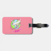Gepersonaliseerde Roze Reizen Vliegtuig Bagagelabe Bagagelabel (Achterkant horizontaal)