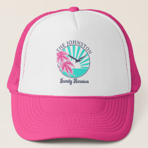Gepersonaliseerde Roze Retro Familie Reünie Tropis Trucker Pet