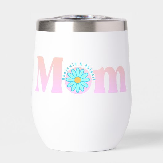 Gepersonaliseerde roze retro moeder kind namen (Voorkant)