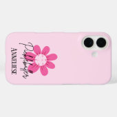 Gepersonaliseerde Roze Retro Pickleball Bloem Case-Mate iPhone Case (Achterkant (horizontaal))
