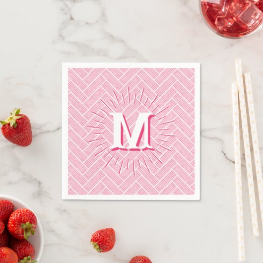Gepersonaliseerde Roze Ribbel Visgraat Servet (Insitu)