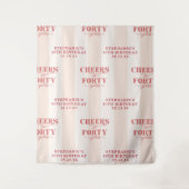 Gepersonaliseerde roze rode 40e verjaardag achterg wandkleed (Voorkant)