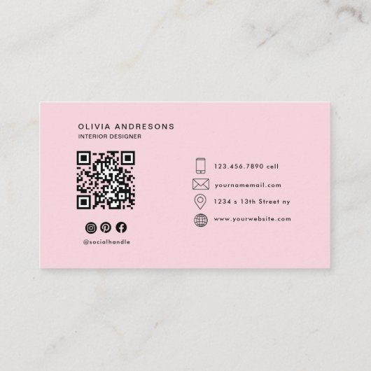 Gepersonaliseerde roze & rode boog | elegant visitekaartje (Achterkant)