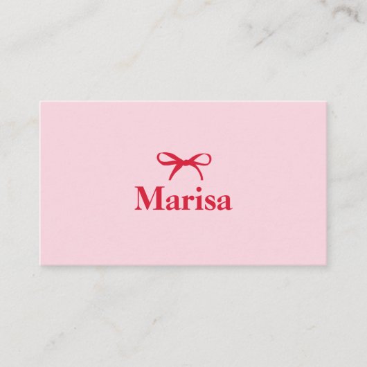 Gepersonaliseerde roze & rode boog | elegant visitekaartje (Voorkant)
