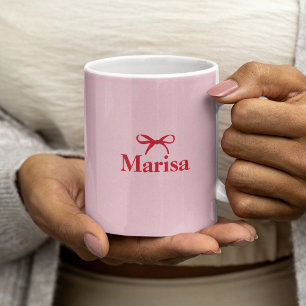 Gepersonaliseerde roze & rode boog naam koffiemok