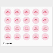 Gepersonaliseerde roze & rode boog naam ronde sticker (Vel)