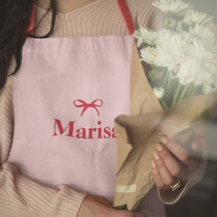 Gepersonaliseerde Roze & Rode Boog Naam Schort   A