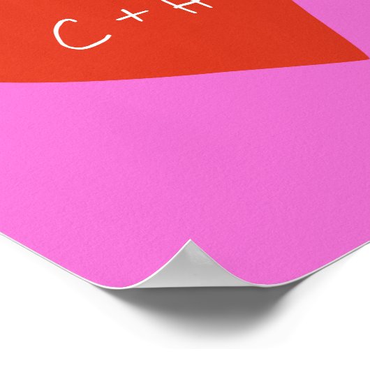 Gepersonaliseerde roze rode hart liefde koppels In Poster (Hoek)