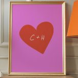 Gepersonaliseerde roze rode hart liefde koppels In Poster<br><div class="desc">Vier je liefde met deze Custom Initialen Heart Wall Art, beschikbaar als een downloadbare of gedrukte optie. Met een gedurfd rood hart tegen een levendige roze achtergrond, kan dit stuk worden gepersonaliseerd met uw initialen voor een oprechte en unieke touch. Perfect voor verjaardagen, Valentijn's Day of gewoon om je genegenheid...</div>
