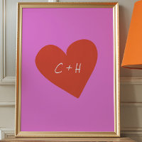 Gepersonaliseerde roze rode hart liefde koppels In
