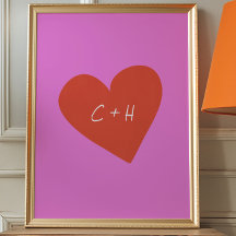 Gepersonaliseerde roze rode hart liefde koppels In