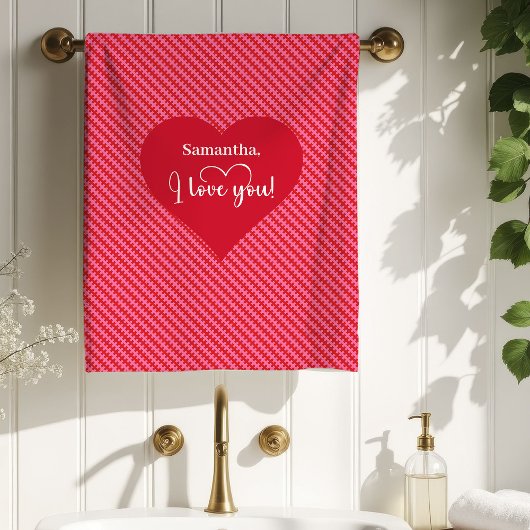 Gepersonaliseerde Roze Rode Harten Valentijn Badha Bad Handdoek