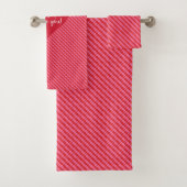 Gepersonaliseerde Roze Rode Harten Valentijn Badha Bad Handdoek (Insitu)
