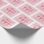 Gepersonaliseerde Roze Rode Retro Bruidsdouche Cadeaupapier (Hoek)