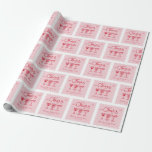 Gepersonaliseerde roze rode retro Vrijgezellenfees Cadeaupapier<br><div class="desc">Verhoog uw gift geven door het gebruik van gepersonaliseerde verpakking papier dat de naam van de bruid-to-be's en de datum van haar evenement bevat. Design is in een trendy rood en roze palet met een geschulpte vierkante, met de hand getekende elementen van cocktailglazen, harten en het woord "Cheers." Personaliseer de...</div>