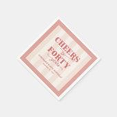 Gepersonaliseerde Roze Rood 40e Verjaardag Papier Servet (Hoek)
