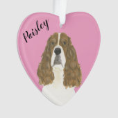 Gepersonaliseerde Roze Rood Wit Engels Springer Ornament (voorkant)