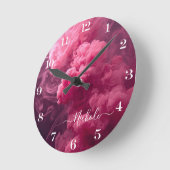 Gepersonaliseerde Roze Rook Ronde Klok (Hoek)