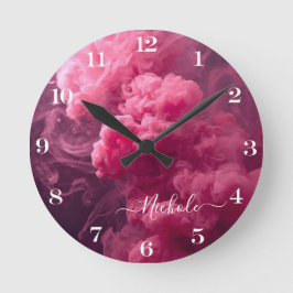 Gepersonaliseerde Roze Rook Ronde Klok