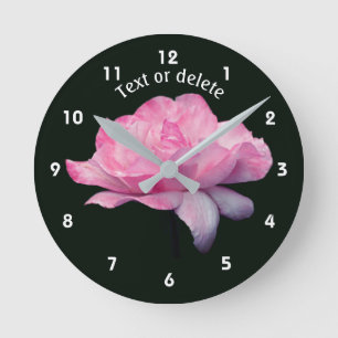Gepersonaliseerde Roze Roos Bloem Ronde Klok