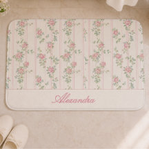 Gepersonaliseerde Roze Roos Bloemen Badmat