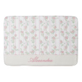 Gepersonaliseerde Roze Roos Bloemen Badmat (Voorkant)