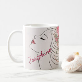 Gepersonaliseerde Roze Roos Bloemige Haarspeld Dam Koffiemok