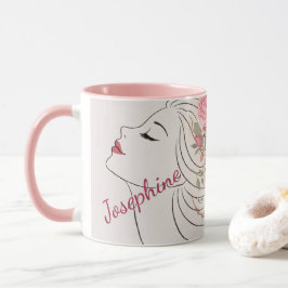 Gepersonaliseerde Roze Roos Bloemige Haarspeld Dam Mok