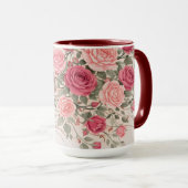 Gepersonaliseerde Roze Roos Bloemige Haarspeld Dam Mok (Voorkant rechts)