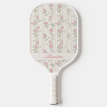Gepersonaliseerde Roze Roos Bloemrijke Pickleball 