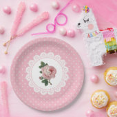 Gepersonaliseerde roze Roos papier Borden Papieren Bordje (Feest)