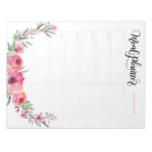 Gepersonaliseerde roze roosterbloemen notitieblok (Voorkant)