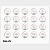 Gepersonaliseerde Roze Rose Gouden Folie Huwelijks Ronde Sticker (Vel)